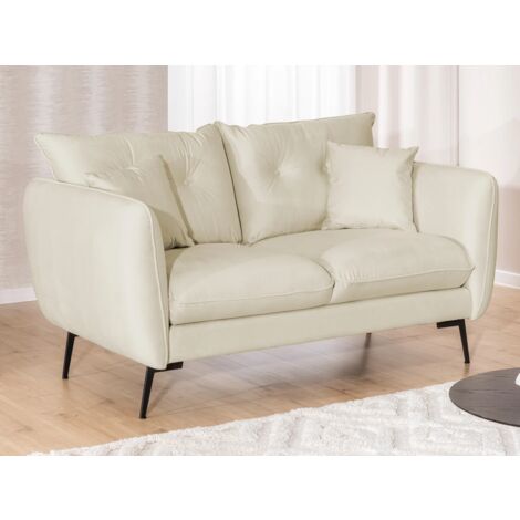 Nordloft - Modernes Sofa 2-Sitzer aus Beige Samt-Stoff mit Hohen Schwarzen Metallfüßen und schöner Sitzkomfort