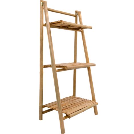 Nordlys - Etagere de Rangement 3 Niveaux en Bois de Bambou Massif