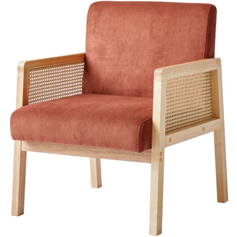Nordlys - Fauteuil de Salon Scandinave avec Structure Bois et Cannage