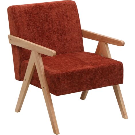 Nordlys - Fauteuil de Salon Scandinave avec Structure Bois et Tissu