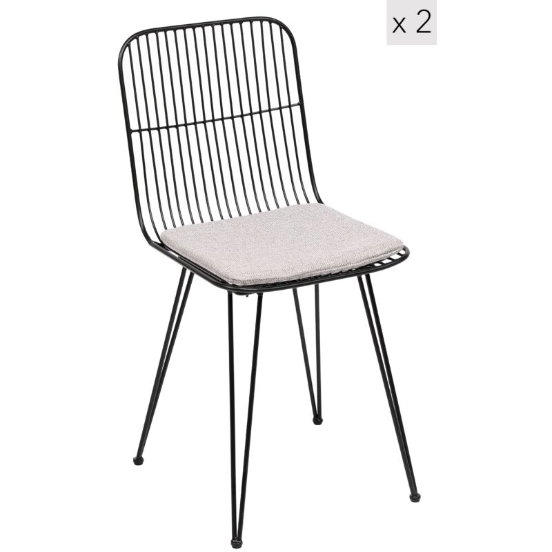 Nordlys - Lot de 2 Chaises de Salle a Manger Industrielles Metal