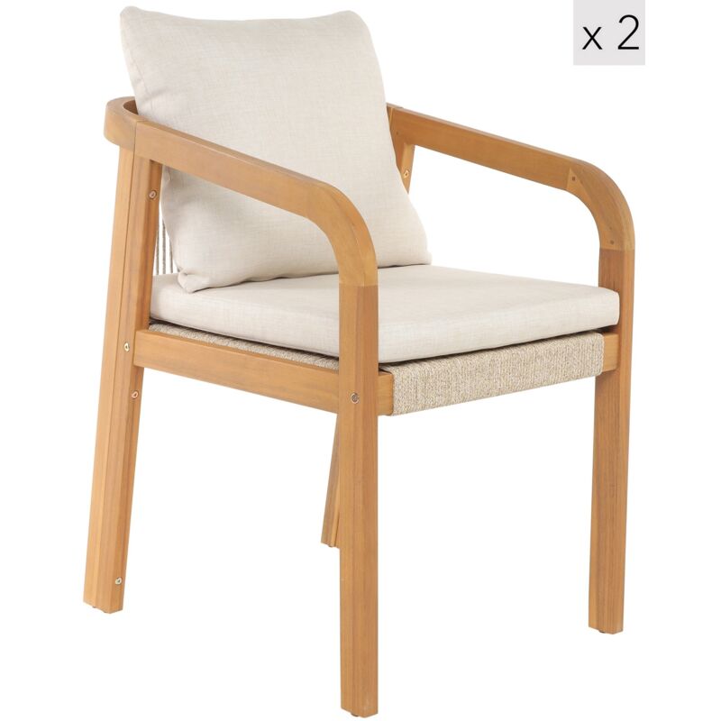Lot de 2 Chaises Intérieur Extérieur en Bois Massif - Nordlys