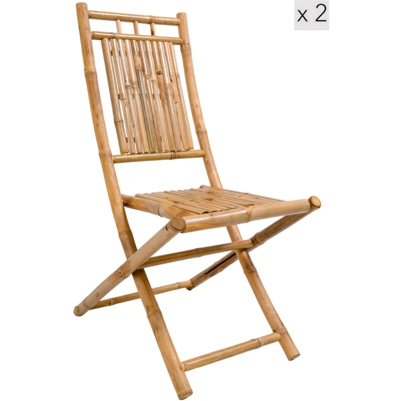 Lot de 2 Chaises Pliables en Bambou Massif - Nordlys