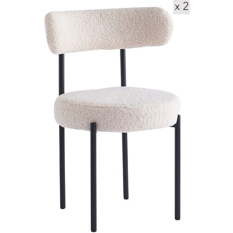 Nordlys – Lot de 2 chaises scandinaves en métal – Hauteur d'assise 48 cm – Acier époxy noir – Pour salle à manger et bureaux