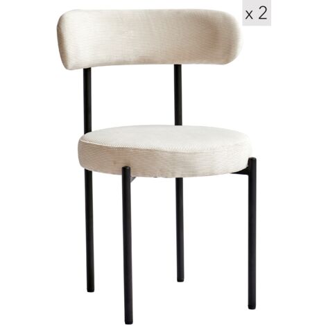 Nordlys – Lot de 2 chaises scandinaves en velours – Structure en acier époxy noir – Hauteur d'assise 46 cm – Confort optimal pour salle à manger