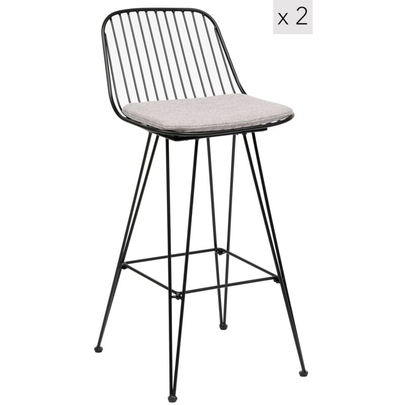 Nordlys - Lot de 2 Tabourets de Bar Industriels Metal