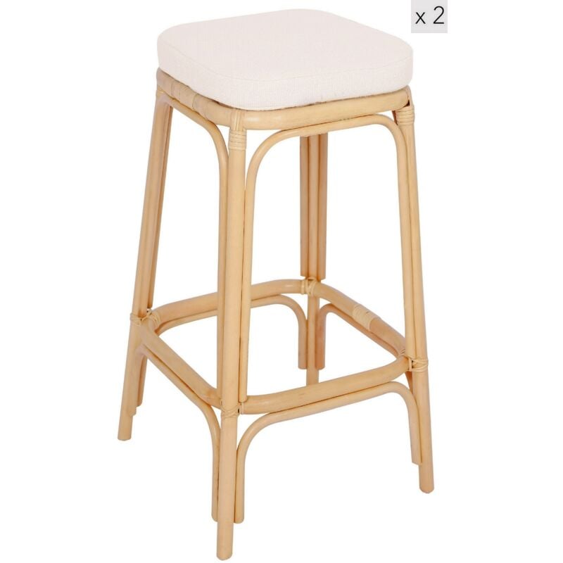 Nordlys - Lot de 2 Tabourets de Bar Interieur Exterieur Rotin