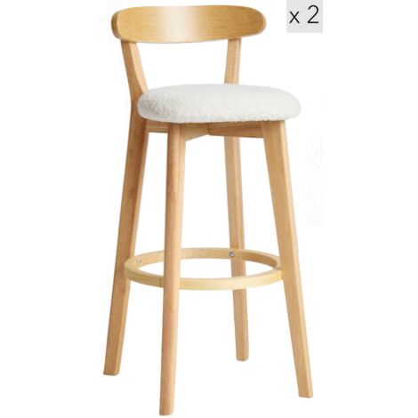 Nordlys - Lot de 2 Tabourets de Bar Metal Bois Scandinaves