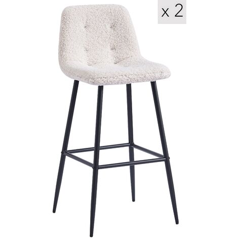 Nordlys - Lot de 2 Tabourets de Bar Metal Tissu Scandinave