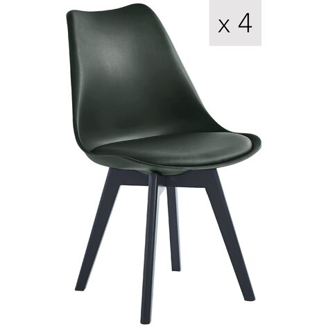 NORDLYS Lot de 4 chaises de salle a manger scandinaves pieds bois noir Polypropylene