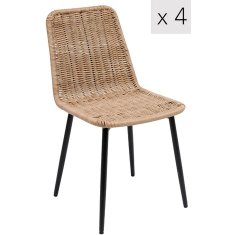Nordlys – Lot de 4 chaises empilables en métal époxy noir – Hauteur d'assise 45 cm – Design moderne pour intérieur et extérieur