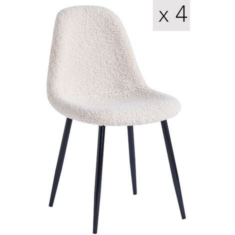 Nordlys – Lot de 4 chaises scandinaves en métal – Hauteur d'assise 47 cm – Finition époxy noir sand brushed – Pour salle à manger ou bureau