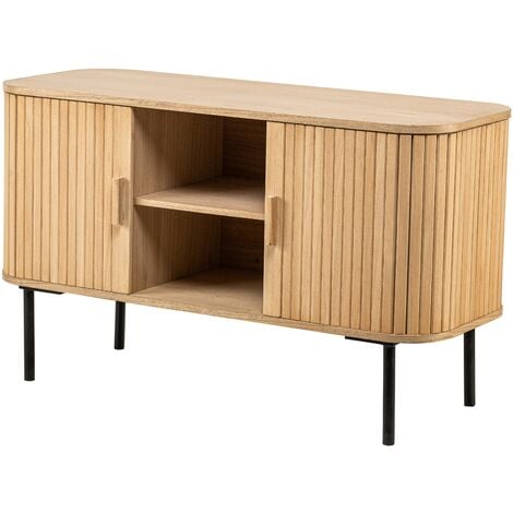 NORDLYS Meuble TV Scandinave Bois Massif 2 Portes Marron Fresne