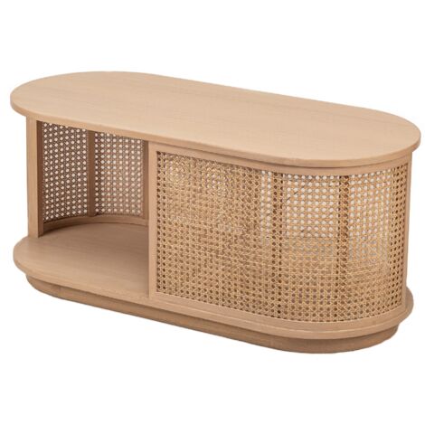 Nordlys – Table basse fixe en frêne laqué 90x40x40 cm – Rangement intégré – Bois certifié durable FSC – Facile à entretenir