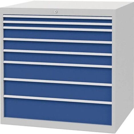 Nordwest Schubladenschrank H1019xB1005xT736mm lichtgrau/signalblau 8 Schubl.Voll.Bedrunka