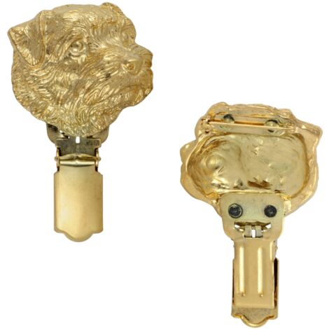 Norfolk Terrier - spilla con clip, porta numero di partenza placcato in oro, elegante distintivo per esposizioni canine di Art-Dog