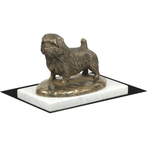 Norfolk Terrier - statuetta di cane, figurina su marmo bianco, trofeo per una mostra canina di Art-Dog