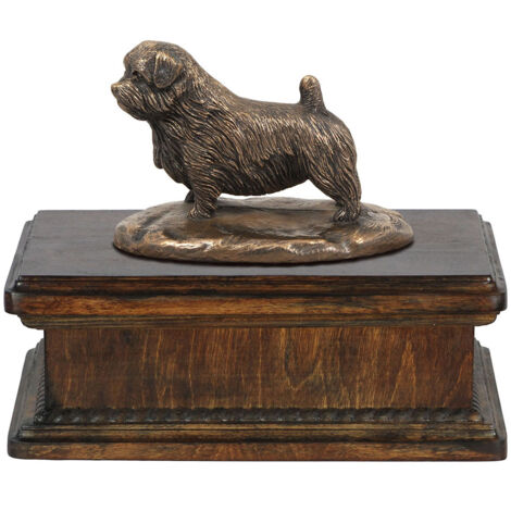 Norfolk Terrier - une urne pour les cendres de chien, une urne classique avec une statuette, une urne élégante avec un chien d'Art-Dog