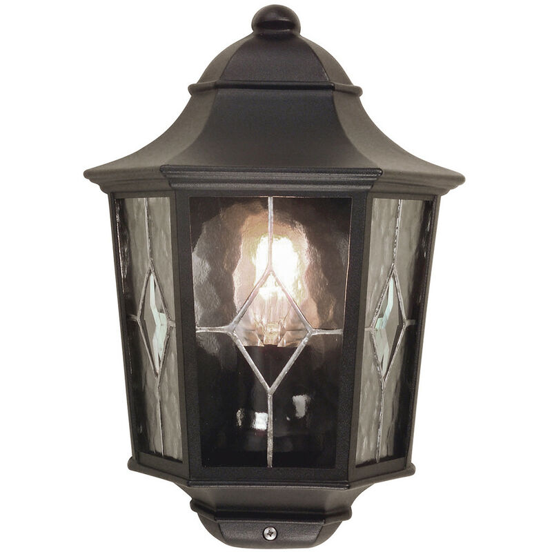 Norfolk - 1 Light Outdoor Wall Half Lantern Light Black IP44, E27 - Elstead