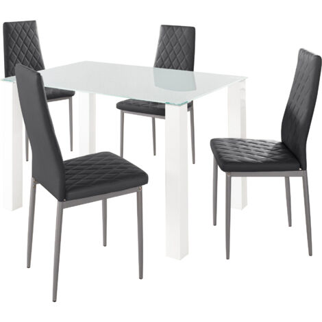 Norma & Brooke-Set de Table à Manger 120x80cm avec 4 Chaises Noir