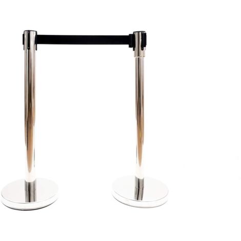 Normaluz BA50190 - Segnalazione divisore omologato palo nero con nastro da 2 metri colore nero acciaio inox 910 x 51 x 320 mm