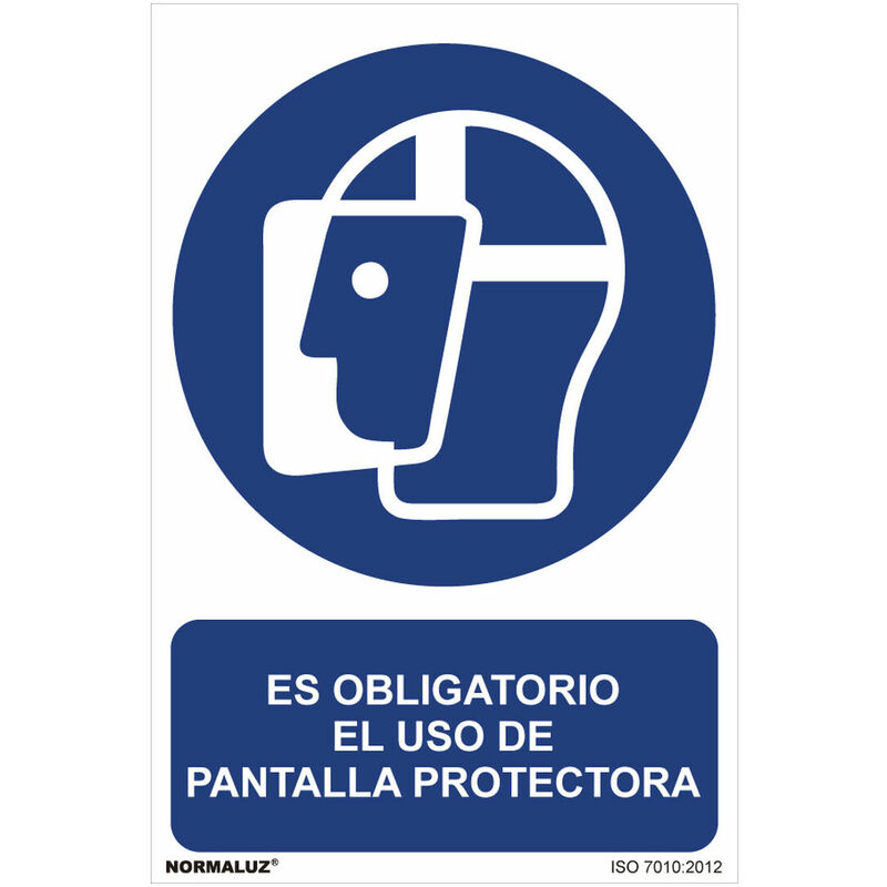 

Señal uso obligatorio 'es obligatorio el uso de pantalla protectora' (pvc 0.7mm) 30x40cm - Normaluz