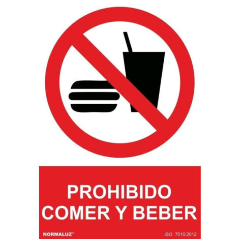 NORMALUZ SEÑAL PROHIBIDO PROHIBIDO COMER Y BEBER (PVC 0.7MM) 30X40CM