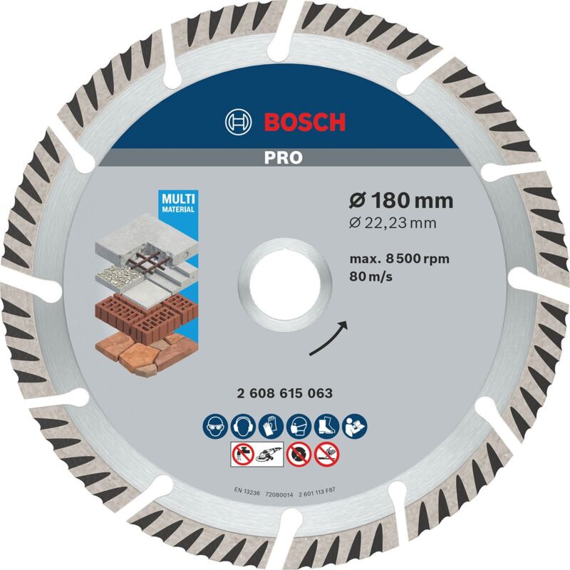 Bosch - Disque à tronçonner diamanté pro Multi Material 180 x 22,23 mm - 2608615063