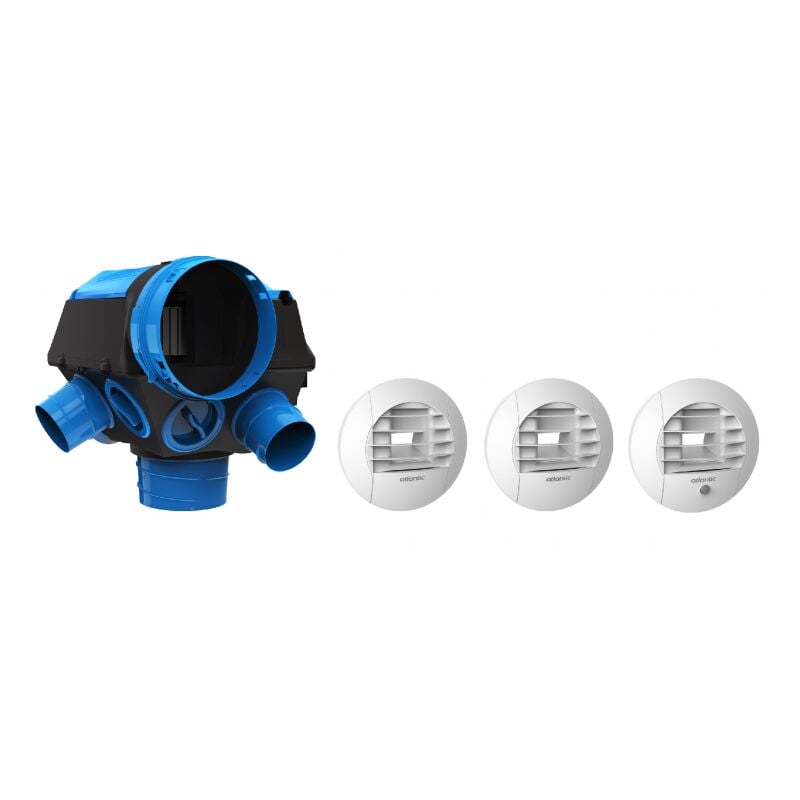 Atlantic - Kit vmc simple flux hygroréglable hygrocosy 412292 + bouches hygro b à piles