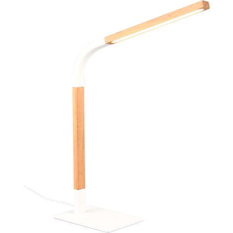 NORRIS LAMPADA DA STUDIO LED 7W 950lm, 3000K METALLO BIANCO E LEGNO FLESSIBILE CON REGOLAZIONE INTENSITA' H. 42CM