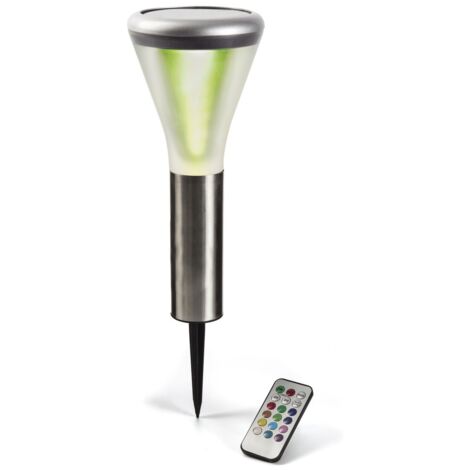 nortene Balise solaire couleurs changeantes Kaleis - Inox - Ø12 x h26 cm