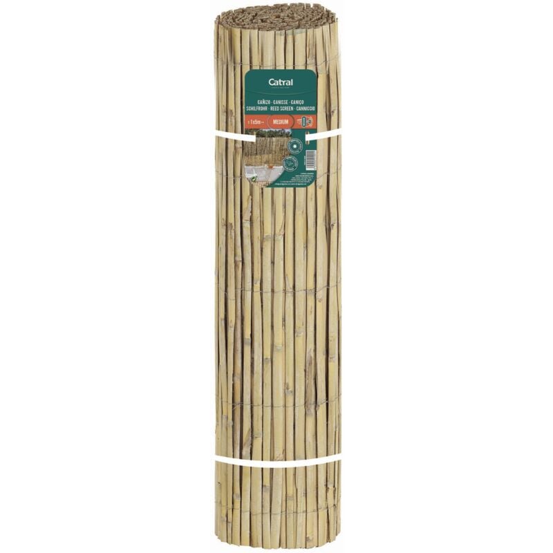 Canisse de roseaux fendus, tiges moyennes - Naturel - 1x5m - Nortene