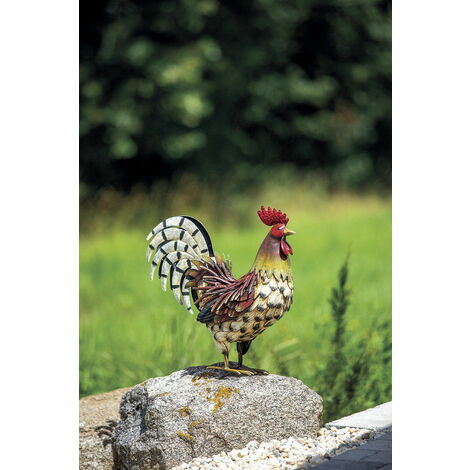 Nortene – Coq décoratif stylisé en métal 34 x 13 x 35 cm – Finitions réalistes – Usage extérieur pour jardin – Léger et facile à déplacer