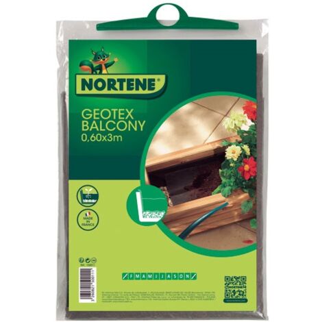 Nortene – Feutre de drainage Geotex Balcony 0,60x3m – Polyester non tissé 100 g/m² – Imputrescible pour bacs en bois – Fabrication française