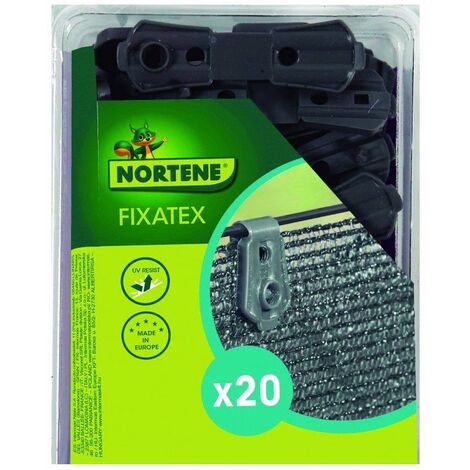 Nortene – Lot de 20 pinces de fixation pour brise-vue tissés gris – Dimensions 3,40 x 2 cm – Solution discrète pour aménagement extérieur