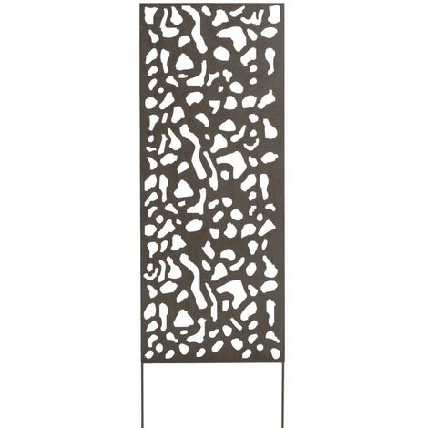 Nortene – Panneau décoratif mural en métal 0,60 x 1,50 m – Motifs arbres – Brun vieilli – Fixation murale ou sol meuble