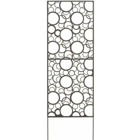Nortene – Panneau décoratif mural en métal 0,60 x 1,50 m – Motifs ronds découpés au laser – Brun vieilli pour plantes grimpantes