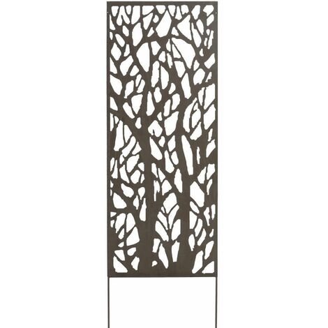 Nortene – Panneau décoratif mural en métal 60x150 cm – Motifs arbres – Brun vieilli – Installation murale ou au sol – Convient pour plantes grimpantes