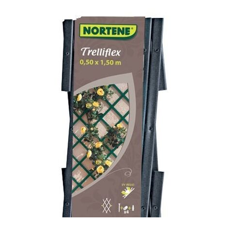 Nortene – Treillis extensible en PVC 0,5 x 1,5 m gris – Lattes 22 x 6 mm – Pour murs, balcons et terrasses – Soutien à la croissance des plantes