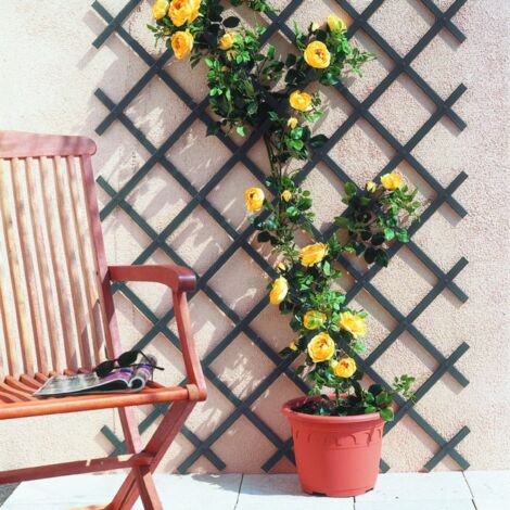 Nortene – Treillis extensible en PVC 1 x 2 m gris – Lattes 22 x 6 mm – Pour décoration murale et croissance des plantes