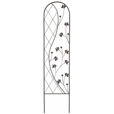 Nortene – Treillis floral zen' Yin and Yang' 0,35 x 1,50 m – Métal peint époxy gris anthracite – Pour plantes grimpantes et jardins modernes