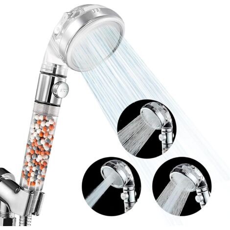 Nortex Ecowater Shower Envy Duschkopf, Eco Powder Hochdruck-Wasserenthärtungsfilter, Start/Stopp-Funktion, Ionenperlen, 3 Strahlarten