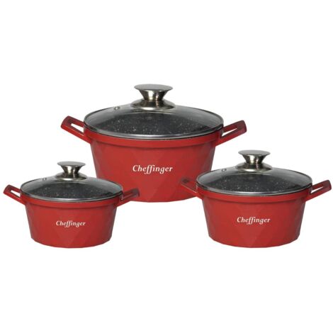 Northix Ensemble de pots rouges 20 24 28 cm aluminium