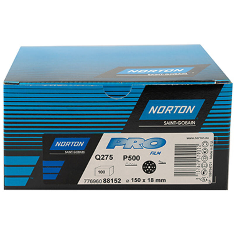 100 disques Auto-Agrippants - 150x18 - P500 - 77696088152 - Ce produit de marque est neuf. - Norton
