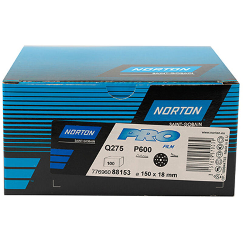 NORTON - 100 disques Auto-Agrippants - 150x18 - P600 - 77696088153 - Ce produit de marque NORTON est neuf.