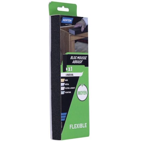 NORTON - Bloc mousse abrasif 225x80x25mm grain 100 moyen