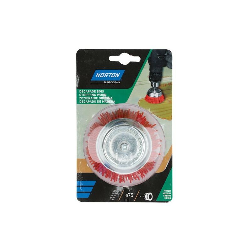 Norton - Brosse perceuse coupe nylon rouge 75