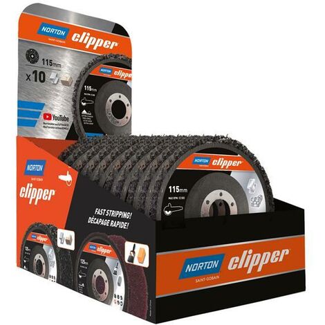 Norton Clipper 115mm Rapid Strip Metal Disc Counter Display of 10 CLI749351