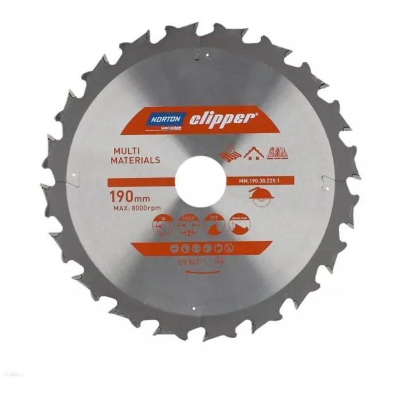 Sägeblatt Norton Hartmetall 190 Mm 20 Zähne Abbruch