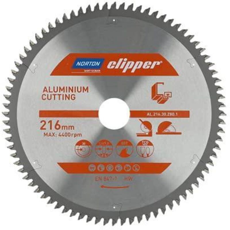 Piła Tarczowa 216mm X 30mm X 80z Aluminium (2, 6/1, 8) - Norton